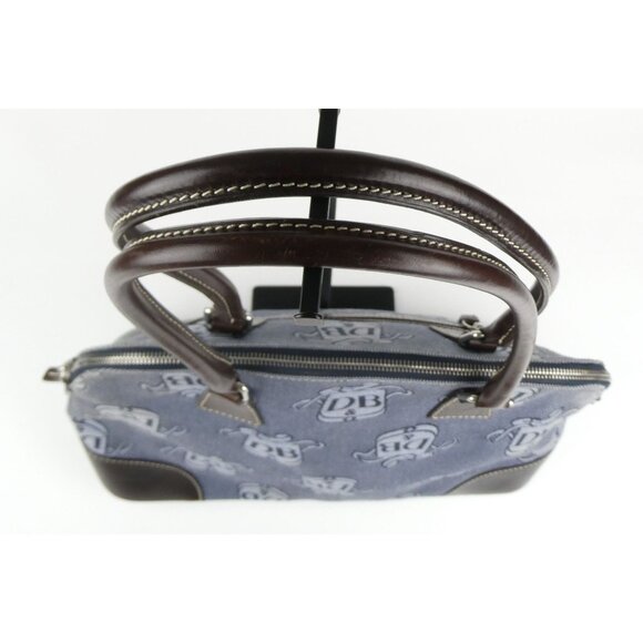 Dooney & Bourke Blue Signature Logo  Leather Trim & Handles Satchel Bag - Picture 7 of 16